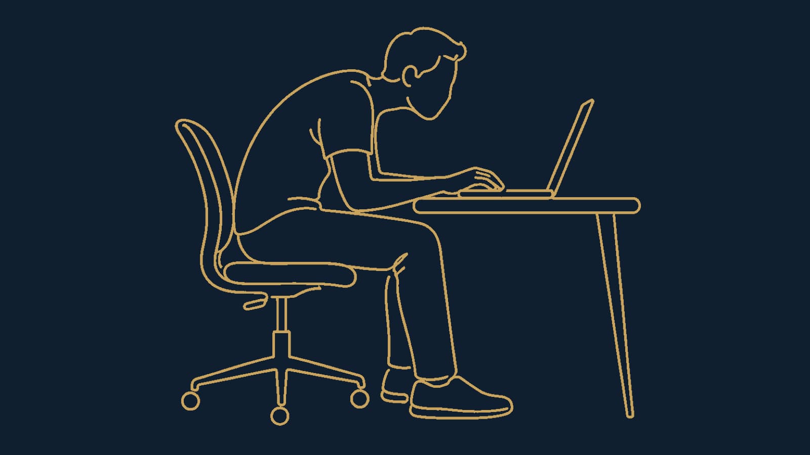 A person hunched over a laptop