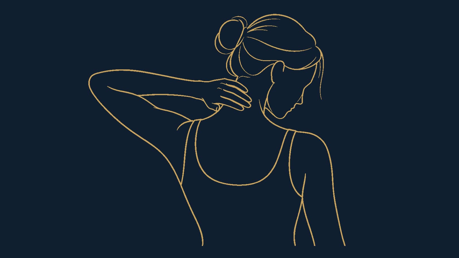 A person rubbing the back of their neck